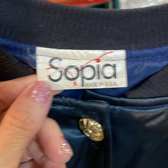 Vintage Womans navy and gold sequined silky jacket 1x in pristine condition - Picture 2 of 2